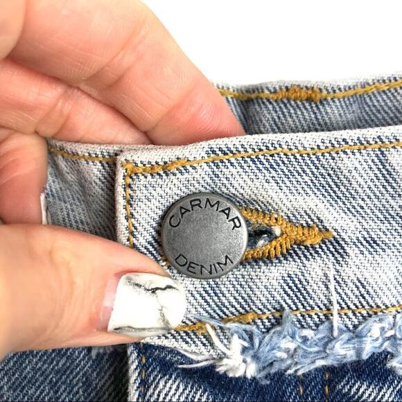 CARMAR Spliced High Rise Fray Cut Off Denim Shorts - Picture 15 of 16